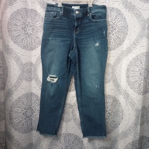 Lane Bryant High Rise Girlfriend Straight Flex Magic Waistband DarkWash Jeans